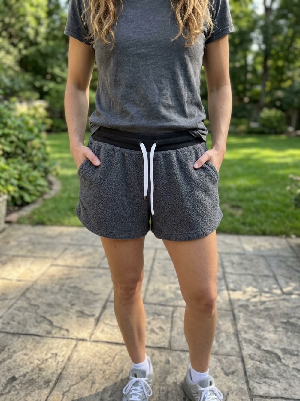 Avia AVIA Dark Grey Textured Fleece Lounge Shorts Size Medium (8-10)